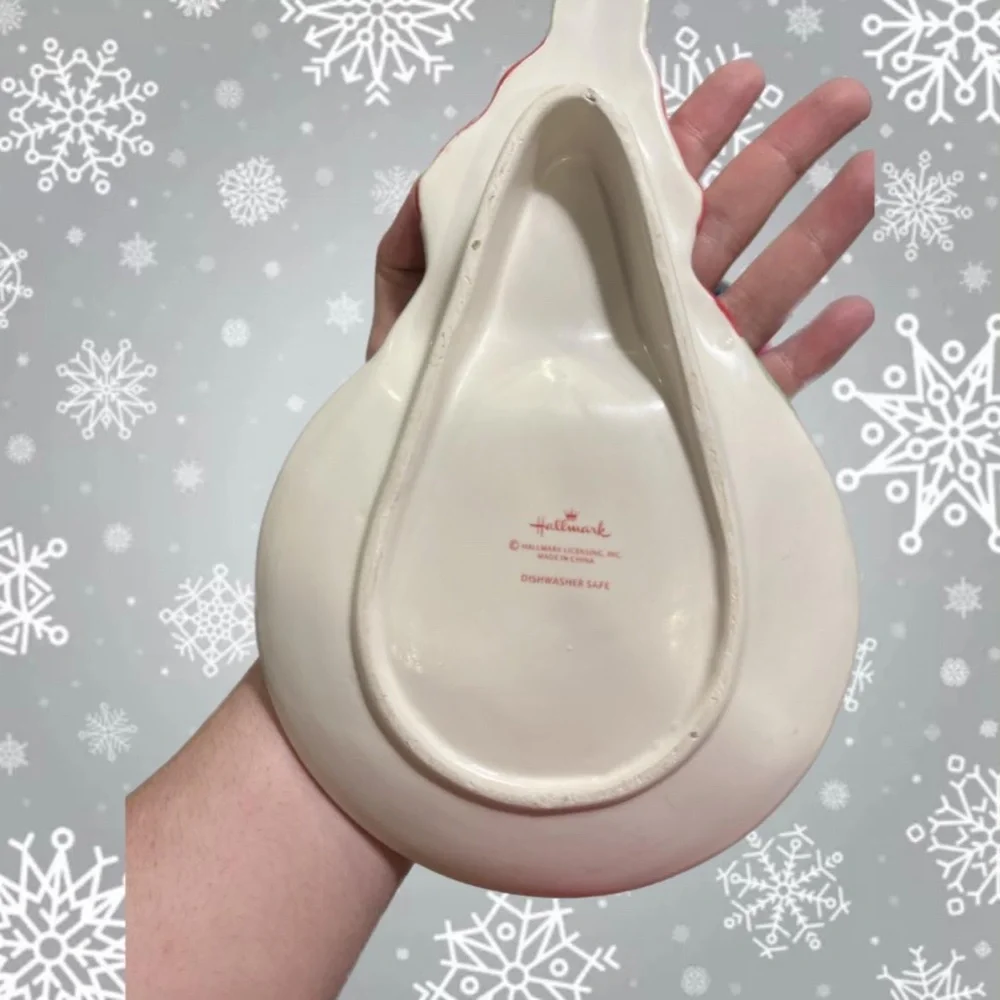 Hallmark Christmas Snowman Candy Dish Wearing a Green and Red Scarf & Hat